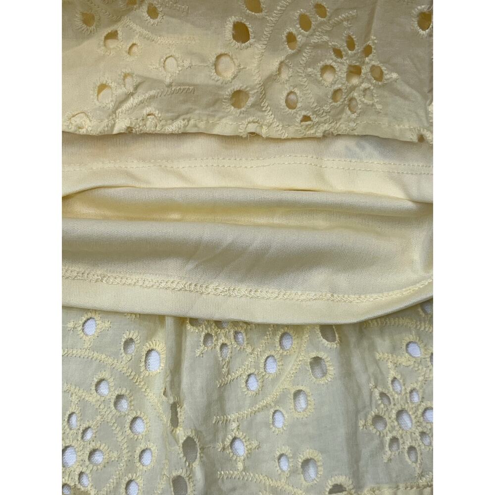 Altar’d State Yellow Eyelet Smocked Back Mini Dress XL NWOT Cotton Lined - Picture 6 of 12